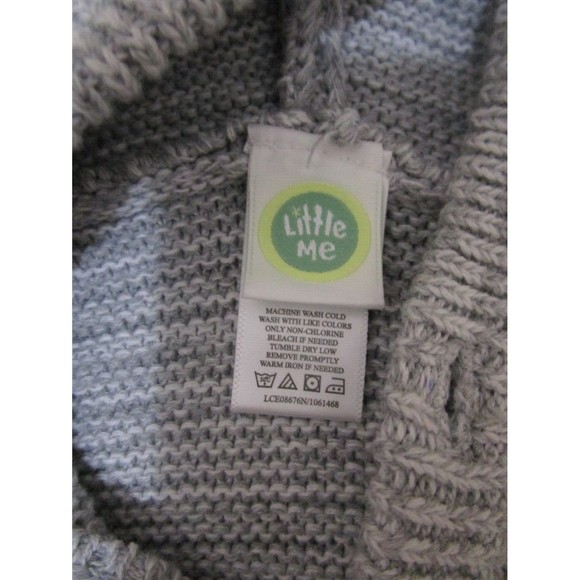 Little Me Marled Hooded Coverall grey and white stripes beautiful knit 6M - Picture 14 of 14